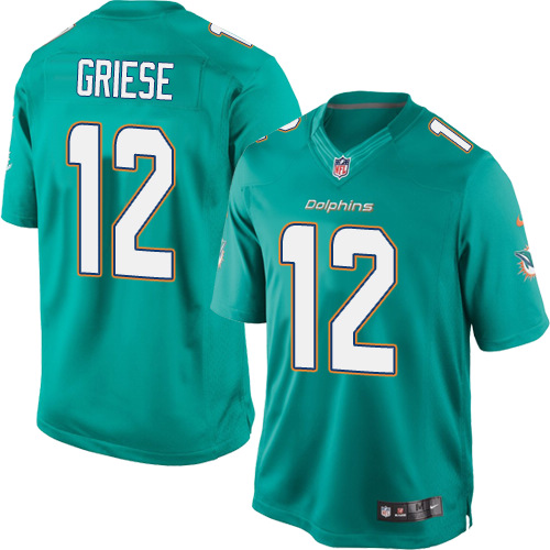 Men's Limited Bob Griese Nike Jersey Aqua Green Home - #12 NFL Miami Dolphins